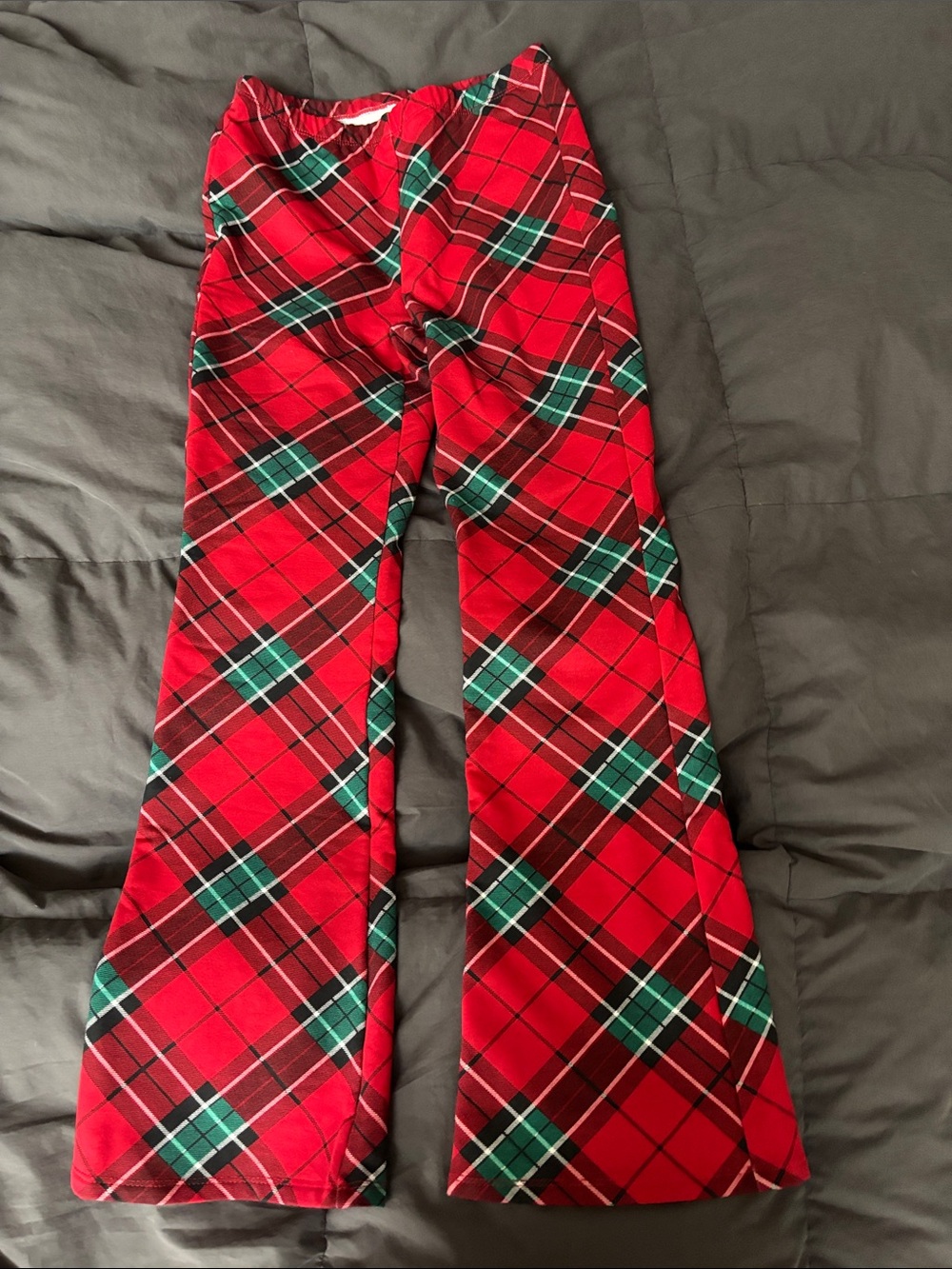Kids Red Plaid Flare Pants